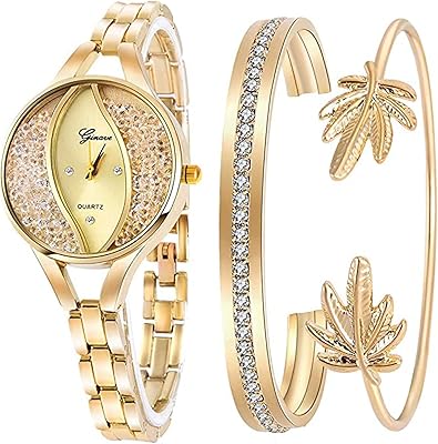 Castoyve Set of Women's Bracelets in Brilliant Stainless Steel Crystal for Women and Girls, Diamond Bracelet Watch, Bijoux Set, Analog Quartz Watch for Women.. DIAYTAR NIGERIA: Bringing quality products to your doorstep at prices that won't break the bank.