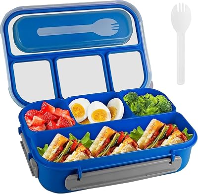 Lunch box Bento Wearstar Hub with utensils and 4 compartments, tight square food containers going to the microwave for children, adults, adolescents and students, without BPA (blue).. DIAYTAR Nigeria: Great value, fast delivery, and endless options.