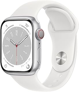 Apple Watch Series 8 (GPS + Cellular, 41 mm) Silver aluminum case and White Sport Bracelet - Standard size.. DIAYTAR NIGERIA connects you with endless possibilities through our affordable e-commerce platform.