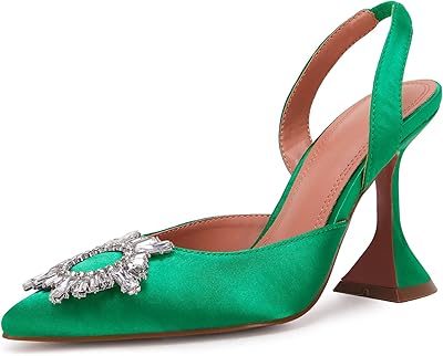 Vetaste Pumps with high heels in crystal for women, pointed end shoes with triangular strap for wedding bride.. DIAYTAR NIGERIA: Where convenience meets affordability with delivery across Nigeria in under 8 days.