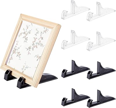 Panda Hole plastic photo frame supports, 8 pieces, black and transparent, photo display support for photos, handmade plates, art and certificates.. DIAYTAR NIGERIA: Where affordability and variety meet with convenient delivery within 8 days.