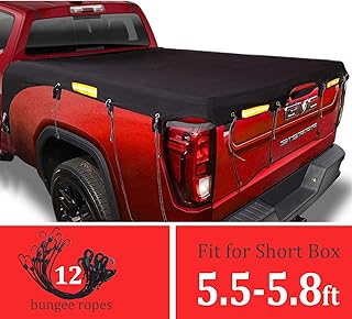 Improved SoftClub truck bed cover for short boxes (5.8 "box) for Ford F150 GMC Silverado/Sierra Ram, Oxford 600D Waterproof and resistant fabric, mini truck bed with elastic straps - Black.. Experience satisfaction guaranteed with DIAYTAR NIGERIA's comprehensive platform and quick delivery.