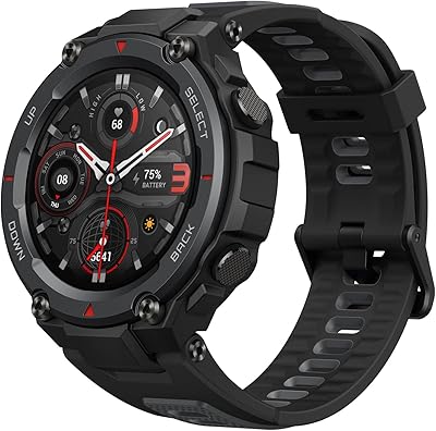 Intelligent Fitness Watch T-Rex Pro Certified Military with GPS, Autonomy of 18 days, SPO2, Cardiac frequency monitor, more than 100 sporting modes, water resistance and music control, Amizfit black.. Shopping made simple with DIAYTAR NIGERIA's vast selection and budget-friendly nationwide delivery.
