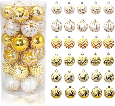 30 Christmas balls 60 mm gold and white color for Christmas tree decoration, home office decoration, Christmas party and wedding gift.. Shop the smart way with DIAYTAR NIGERIA's extensive selection and budget-friendly nationwide delivery.
