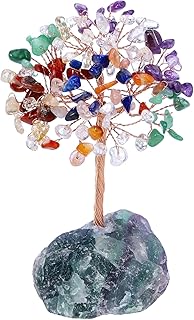 Natural crystal tree 7 chakras, raw healing crystals with fluorite base, bonsai, silver tree for the house, the office, the table decoration for wealth and luck, decoration gifts 4.7 " - 5.1".. DIAYTAR NIGERIA: Where shopping meets satisfaction with affordable prices and prompt delivery services.