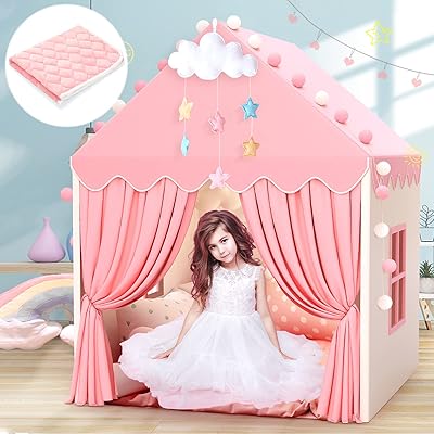 Children's game tent with girl carpet, large magical game house, children's castle tent, game gift for young girls (tent with carpet).. Shop smart with DIAYTAR NIGERIA, offering a vast product range delivered to your doorstep within a week.