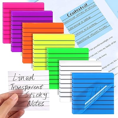 Transparent self -adhesive notes with lines of 3 x 3 inches, transparent self -adhesive notes lines of bright colors, waterproof self -adhesive notes for school, office, house, meetings 350 sheets.. Why wait? Get your order in 5–8 days with DIAYTAR Nigeria.