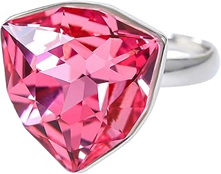 Costaisy jewelry for women in moonstone, sterling silver ring, curved triangular shape, Swarovski elements, adjustable size.. DIAYTAR NIGERIA revolutionizes online retail with our extensive selection and dependable shipping service.