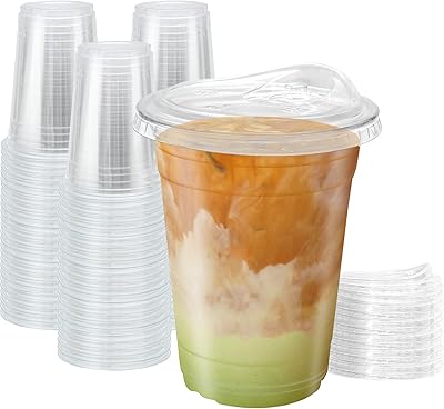 Transparent cups of 16 oz with straw lids, set of 50 ice cups with lids, disposable plastic cups.. Shop confidently with DIAYTAR NIGERIA, offering affordable prices and reliable delivery within a week.