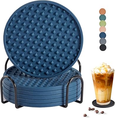 Set of 6 glass underneath with support, silicone glass, table protection for any type of table, wood, glass, stone tables, dishwasher washable, glass below drinks, adapts to all glasses of glasses, blue.. DIAYTAR NIGERIA: Connecting Nigerians with affordable products through our expansive e-commerce platform.