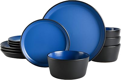 Round table service Gibson Elite Soho Lounge, service for four (12 rooms), matt blue.. DIAYTAR NIGERIA redefines convenience with our vast product selection and swift nationwide delivery.
