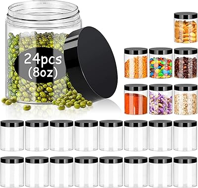 Plastic jars of 8 oz with lids package of 24 transparent containers for slime.. Discover the perfect shopping experience with DIAYTAR NIGERIA's vast selection and prompt delivery service.