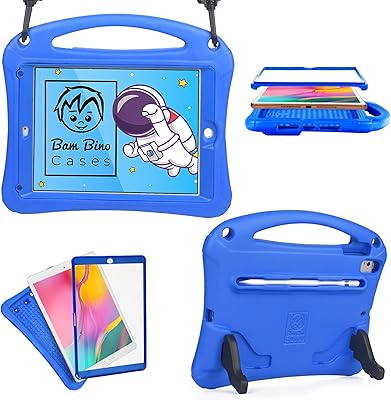 BAM PINO SPACE BAM protection case for iPad Air 1/iPad Air 2 for children, 5th and 6th generation for children, iPad Pro 9.7 | Protective protector, shoulder strap, Stylo gate, environmentally friendly mail.. Nigeria shops with DIAYTAR — wide selection, fast shipping, and great value.
