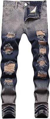 Jean Skinny torn Anihog for men (color: dark washed out, size: 40).. DIAYTAR NIGERIA brings the marketplace to every Nigerian home with affordable prices and quick delivery.