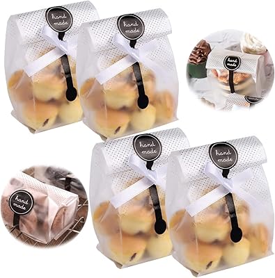 100 pieces of cookie packaging bags, bagplops in cellophane in transparent plastic for candies, pastry, party, pastry, dessert, chocolate with 100 labels and 22 meter ribbon.. Discover endless possibilities with DIAYTAR NIGERIA's comprehensive catalog and budget-friendly delivery.