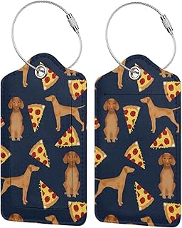 PU leather luggage labels PU Vizla Pizza Dog, personalized travel label, name identification, luggage label with fully private rear cover and stainless steel loop.. DIAYTAR NIGERIA transforms online retail with unbeatable prices and consistent delivery timeframes.