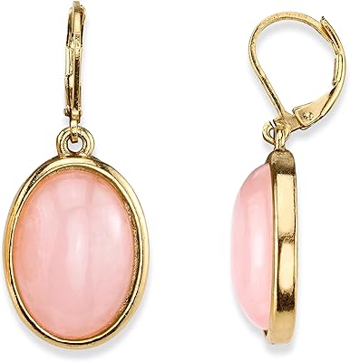 Pendant earrings with oval precious stones, semi-precious jewelry 1928, size s, quartz pink.. Discover the convenience of DIAYTAR NIGERIA's vast e-commerce platform with delivery in just 5-8 days.