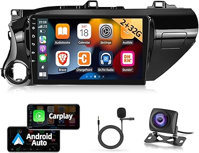 Autradio [2 GB + 32 GB] For Toyota Hilux 2015-2020, 10.1 inch touch screen with Android 11 system, Apple Carplay and Android Auto 1080p/Hi-Fi/Bluetooth + Ahd Recoil Camera + Microphone.. DIAYTAR NIGERIA delivers value, variety, and convenience with our nationwide 5-8 day shipping.