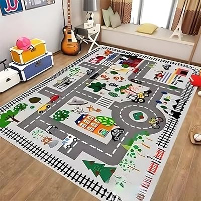 Mofish educational game carpets for children, traffic carpets, car, learning game, large carpet for games room, living room, children's bedroom, decoration (C, 200 x 300 cm/78 x 118 inches).. DIAYTAR NIGERIA combines extensive product options with budget-friendly prices, delivered in 5-8 days.