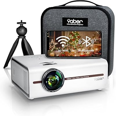 Mini portable projector Yaber V5 7000 Lumens, Bluetooth WiFi 2.4G and 5G projector taking charge of 1080p full HD, adapted house cinema for iPad smartphone, HDMI / USB / VGA / AV (bag and tripod included).. Shop smarter with Nigeria's premier e-commerce platform, featuring affordable products delivered nationwide.