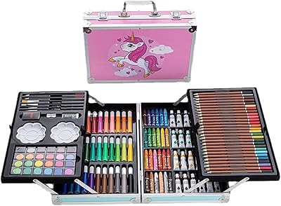 Roman art set of 145 pieces with portable box, professional artist drawing set for children, adolescents and adults including colored pencils, watercolor and pastel pastel (pink).. DIAYTAR NIGERIA: Where every search leads to affordable products delivered promptly across Nigeria.