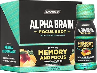 Supplement ONNIT Alpha Brain Focus Energy Shot - Energy, Concentration, Mood, Stress, Drinking Stimulating the Brain - Tropical (2.5 FL OZ, 6 CT).. DIAYTAR NIGERIA: Where quality meets affordability, with thousands of products delivered in less than 8 days.