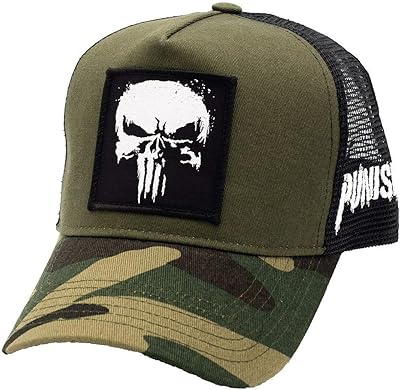 Marvel Punisher Trucker Cap - Punisher, Multicolor, One Size logo.. DIAYTAR NIGERIA delivers more than products - we deliver affordable shopping satisfaction nationwide.