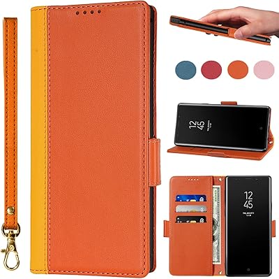 Wandy QAQ Wandy Leather Foldable Protective case with locations for anti -shoc magnetic cards for Samsung Note 9 - Orange and yellow.. DIAYTAR NIGERIA: The marketplace that brings affordable products to every Nigerian home in under 8 days.