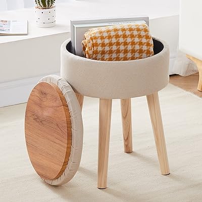 MXFORHAWA Round linen storage footrests with wooden feet, multifunctional padded footrest for living room, bathroom, makeup (beige).. DIAYTAR Nigeria is your reliable online shopping destination offering an extensive range of products across all categories. Enjoy fast nationwide delivery in just 5 to 8 days and some of the lowest prices in the market.