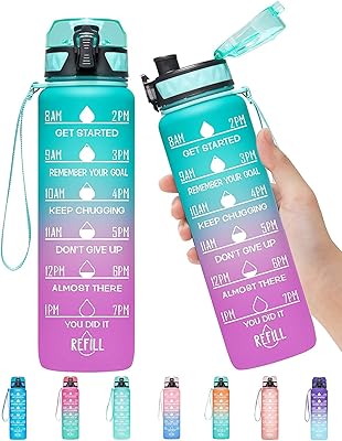 S2CTM Large bottle of 1 l tritan plastic motivation water with time markers, waterproof water bottle for children, bottles of school water (green and pink).. Your complete shopping companion, DIAYTAR NIGERIA offers extensive selection delivered within the week.