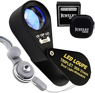 30x jewelry magnifying glass with UV and 6 LED lights, triple 21 mm optical glass magnifying glass, portable magnifying glass.. DIAYTAR NIGERIA: Your affordable marketplace with reliable 5-8 day shipping across Nigeria.