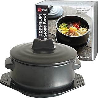 Ellincube Premium Korean stone pot with cover and plate, simmer for hot cooking, bibimbap dolsot and soup.. DIAYTAR NIGERIA brings the joy of affordable shopping to your fingertips with delivery in less than 8 days.