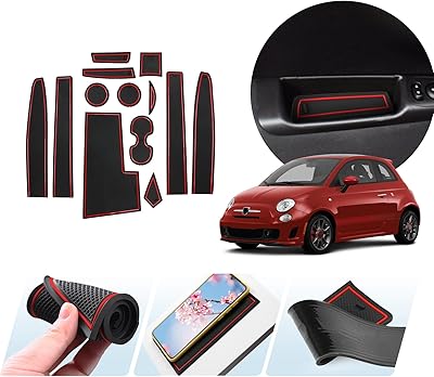 Luwu Compatible with Fiat 500 2016 2016-2020 / Abarth 595 2017-2021 UK Carpet carpet Central console armrest, non-slip carpet for rubber mat, cup holder, door seam, interior car accessories (red).. DIAYTAR NIGERIA: Where affordability meets reliability with thousands of products delivered promptly.
