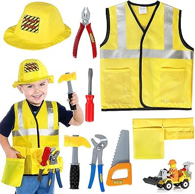 Building children's building costume, set of role -playing for children of 2 3 4 5 years old, boys and girls, yellow.. DIAYTAR NIGERIA transforms wishes into deliveries with our affordable and reliable e-commerce platform.