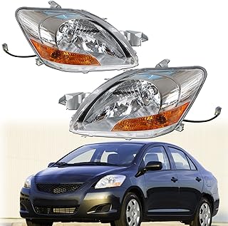 Set of chrome replacement headlights on the driver's side and Siblav passenger for Yaris 2007-2011.. DIAYTAR NIGERIA delivers satisfaction with every purchase through our affordable and reliable service.