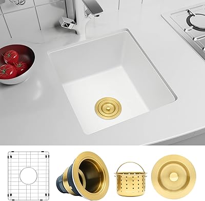 Melosen white composite granite kitchen sink with a tank, 16 x 18 inches.. DIAYTAR NIGERIA: Your partner in affordable shopping with nationwide delivery in just 5-8 days.