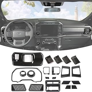 HTHE for FORD F150 2021 2022 Interior console garnish kit for Ford F150 2021 2022 (21 pieces/set, black carbon fiber).. DIAYTAR NIGERIA: Where affordability meets reliability with thousands of products delivered promptly.