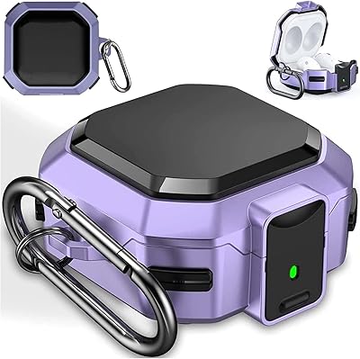 Sustainable TPU protective case with front opening button, anti-shock and anti-fall, with carabiner for Samsung Galaxy Buds Live / Buds Pro 2 (2021) / Buds 2 Pro (2022) (Violet).. Find quality and variety without breaking the bank — only on DIAYTAR Nigeria.