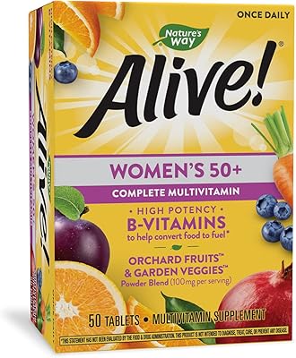 Nature's Whey Alive! Complete multivitamins for women aged 50 and over, promotes the health of the whole body, supports cellular energy*, vitamins B, gluten -free, 50 tablets.. Elevate your shopping experience with DIAYTAR NIGERIA's vast catalog and budget-friendly options.