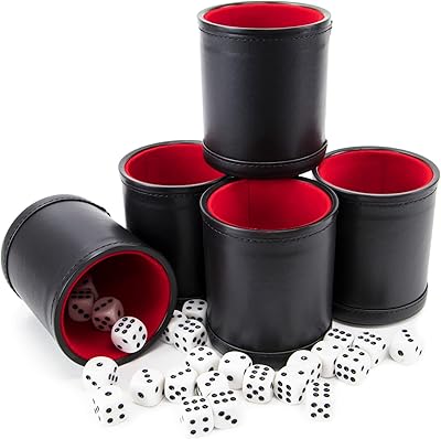 Brie Bailey Lot of 5 professional dice cups - Doubled with red felt, high quality molded leather, comprising 25 dice with six -faces.. DIAYTAR NIGERIA: Your affordable gateway to thousands of products shipped nationwide within the week.