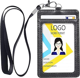 Mamo Bear badge rack, double vertical leather leather bar holder with transparent identification window, credit card location and removable neck cord, black.. Experience shopping freedom with DIAYTAR NIGERIA's vast catalog and nationwide 5-8 day shipping.