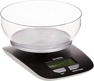 Terylon 5 kg electric kitchen scale with multicolored, multicolored bowl, 5 kg electric kitchen scale with bowl.. DIAYTAR NIGERIA: Making quality accessible to all Nigerians with affordable prices and quick delivery.