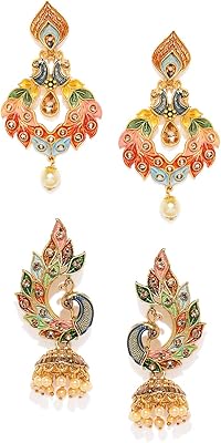 Non precious metal jhumki earrings zafiri pearls for women (multicolored, zpfk9024 style), metal.. Need something fast? Order it now from DIAYTAR Nigeria.