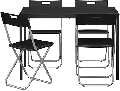 Black dining table with four chairs.. DIAYTAR NIGERIA transforms online retail with our affordable platform and dependable shipping service.