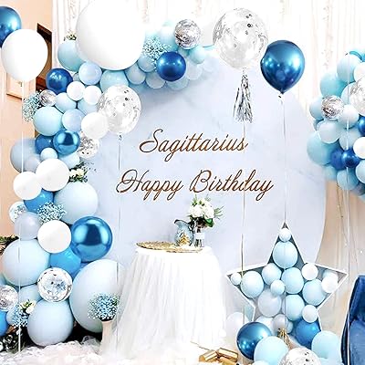 Balloons, ark and metallic latex ark y & l with pump (123 pieces, blue and white).. DIAYTAR NIGERIA: Empowering Nigerians with access to affordable products and reliable 5-8 day delivery.