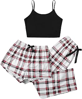 3 -room checkered pajamas, shorts and shorts for women.. DIAYTAR NIGERIA: Where every shopping need is fulfilled with affordable prices and nationwide shipping.
