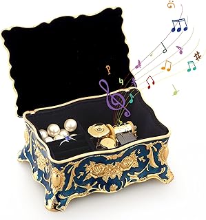 Rectangular roseking blue decorative alloy music box, antique jewelry music box for Christmas, birthday, Valentine's Day, Anastasia Plays - Once Upon a December.. Experience shopping without compromise at DIAYTAR NIGERIA, with vast selection and quick delivery.