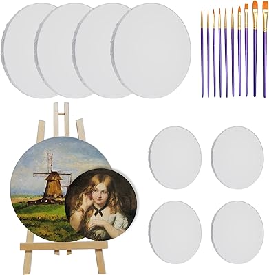 8 pieces of circular canvas for paint cotton pre-stretched paint on acrylic.. DIAYTAR NIGERIA delivers happiness in 5-8 days with our affordable and diverse product range.