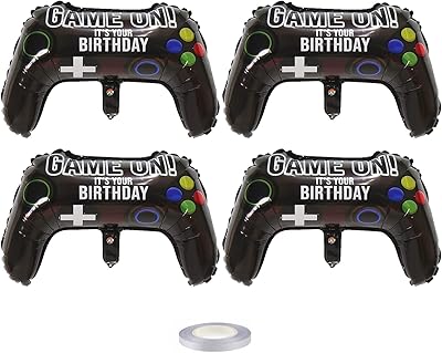 Video game party balloons, 4 aluminum balloons for birthday party decorations.. DIAYTAR NIGERIA: Your trusted partner for affordable online shopping with reliable delivery timeframes.