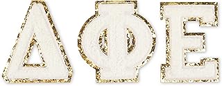 Sorority Shop Delta Phi Epsilon Chenille Patchs with adhesive back, set of 3 patches of Greek letters, perfect for clothing, laptops and laptops.. Shop from our extensive catalog at DIAYTAR NIGERIA and enjoy doorstep delivery in just 5-8 days.